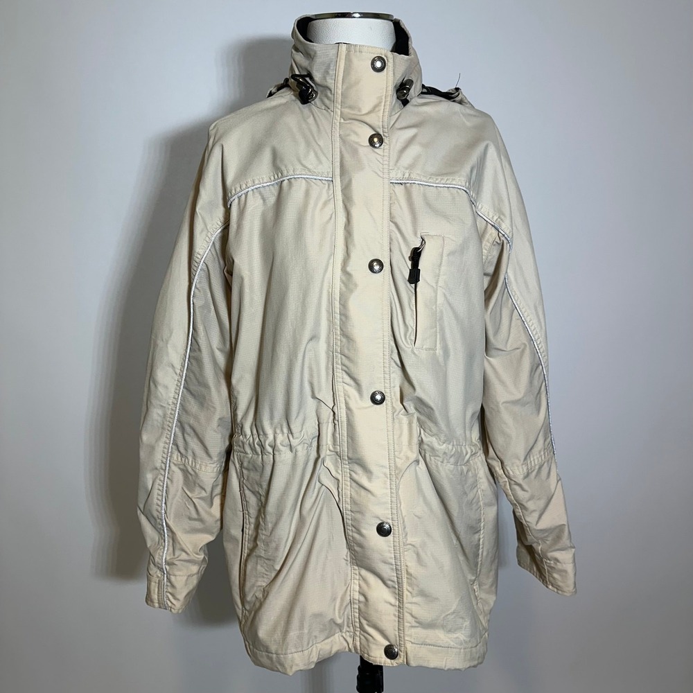 Woolrich Khaki Shell Rain Windbreaker Coat Jacket Waterproof Womens Size Small S
